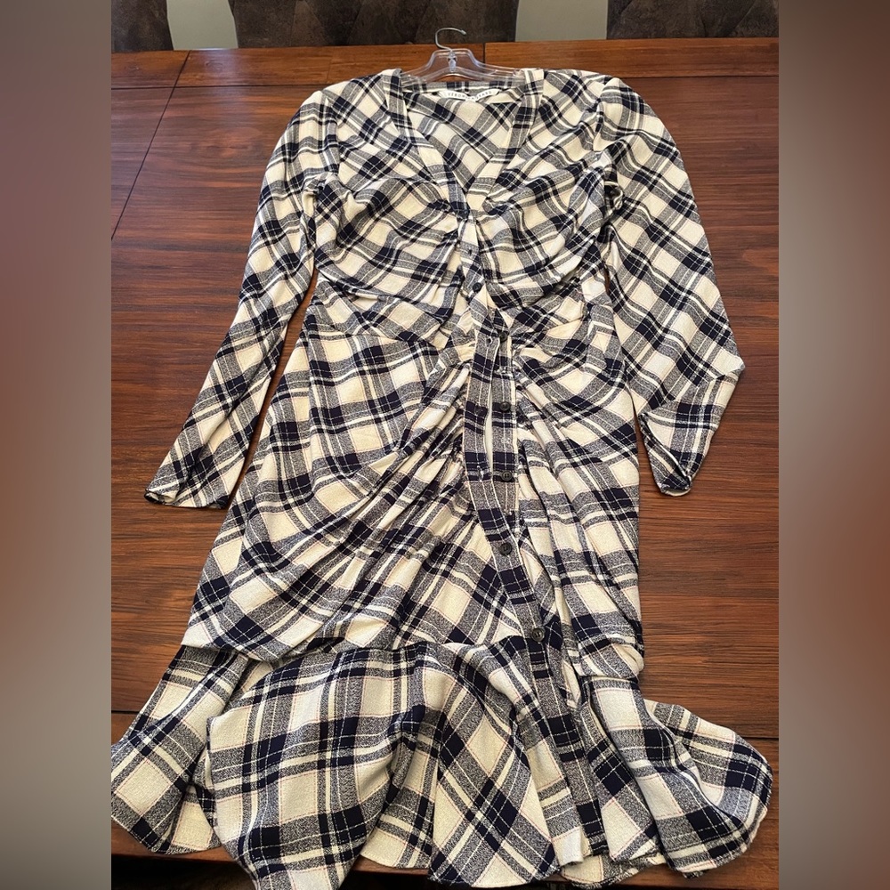 Veronica Beard ruched dress, navy plaid